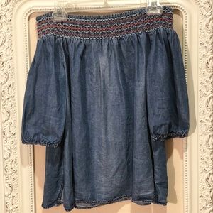 Knox Rose Denim Off-the-shoulder Spanish Blouse